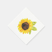 手絵を描水色ひまわり スタンダードカクテルナプキン (角)