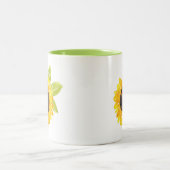 手絵を描水色ひまわり ツートーンマグカップ (中央)