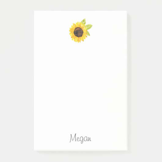 手絵を描水色ひまわり ポストイット (正面)