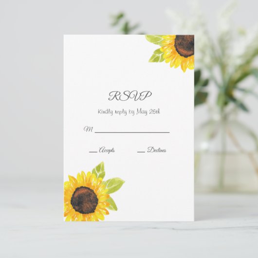 手絵を描水色ひまわり 出欠カード (スタンド正面)