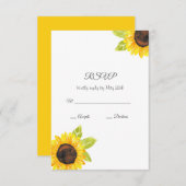 手絵を描水色ひまわり 出欠カード (正面/裏面)