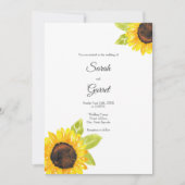 手絵を描水色ひまわり 招待状 (正面)