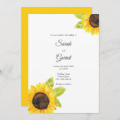 手絵を描水色ひまわり 招待状 (正面/裏面)