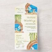 手絵を描水色オールドメキシ結婚コ オールインワン招待状 (内側)