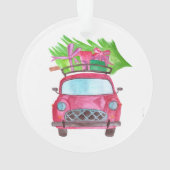 手絵を描水色クリスマスカー オーナメント (裏面)