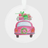 手絵を描水色クリスマスカー オーナメント (裏面)