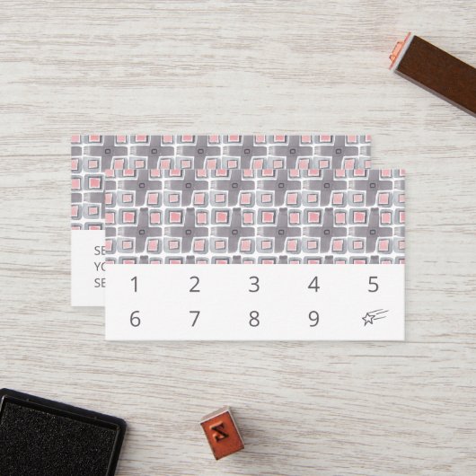 手絵を描水色タイルシンプル模様10 ロイヤリティカード (正面/裏面インサイチュ)