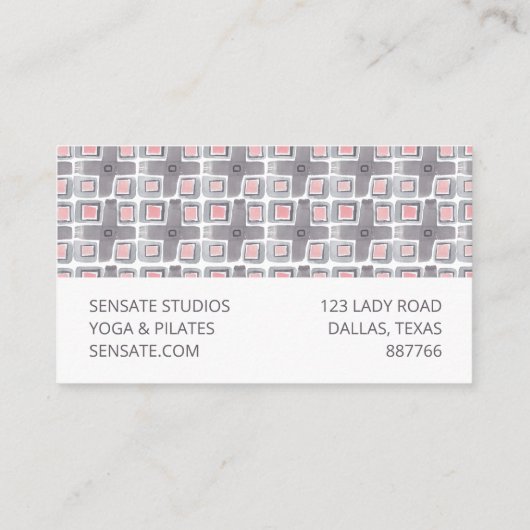 手絵を描水色タイルシンプル模様10 ロイヤリティカード (裏面)