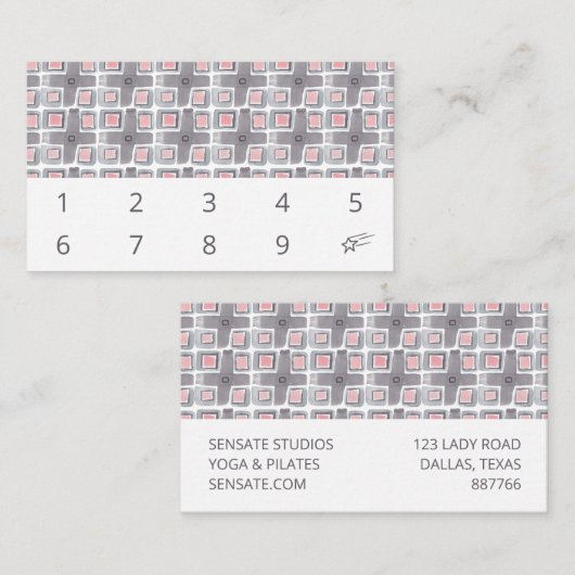 手絵を描水色タイルシンプル模様10 ロイヤリティカード (正面/裏面)