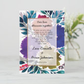 手絵を描水色フラワー結婚式招待状 招待状 (スタンド正面)