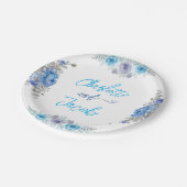 手絵を描水色フローラブライダルシャワーページ ペーパープレート (アングル)