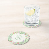 手絵を描水色フローラリース ペーパーコースター (インサイチュ)