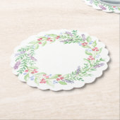 手絵を描水色フローラリース ペーパーコースター (アングル)