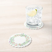 手絵を描水色フローラリース ペーパーコースター (インサイチュ)