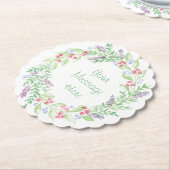 手絵を描水色フローラリース ペーパーコースター (アングル)
