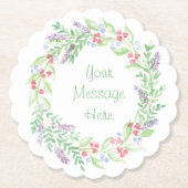 手絵を描水色フローラリース ペーパーコースター (正面)