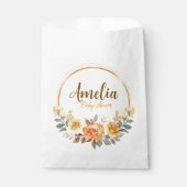 手絵を描水色フローラ赤ちゃんシャワー フェイバーバッグ (正面)