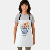 手絵を描水色フローラ エプロン (インサイチュ)