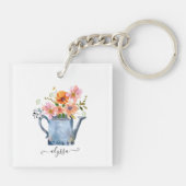 手絵を描水色フローラ キーホルダー (裏面)