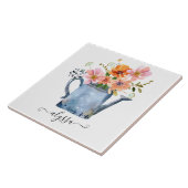 手絵を描水色フローラ タイル (側面)