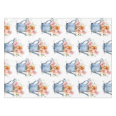 手絵を描水色フローラ テーブルクロス (正面(横))