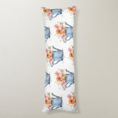 手絵を描水色フローラ ボディピロー (裏面 (縦))