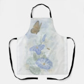 手絵を描水色ブルーフローラエプロン エプロン (正面)