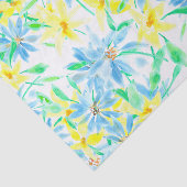 手絵を描水色ブルー黄色の花 薄葉紙 (詳細)