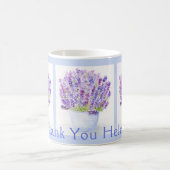 手絵を描水色ラベンダーありがとう名前BLU コーヒーマグカップ (中央)