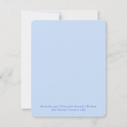 手絵を描水色ラベンダーフローラありがとう ノートカード (裏面)