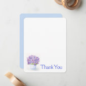 手絵を描水色ラベンダーフローラありがとう ノートカード (正面/裏面インサイチュ)