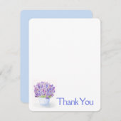 手絵を描水色ラベンダーフローラありがとう ノートカード (正面/裏面)