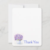 手絵を描水色ラベンダーフローラありがとう ノートカード (正面)