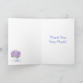 手絵を描水色ラベンダーフローラありがとう ノートカード (内部)