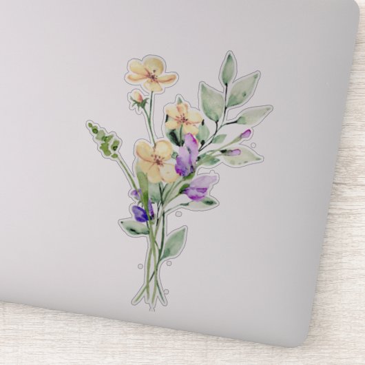 手絵を描水色ワイルドフラワーポーズブーケ シール (詳細)