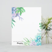 手絵を描水色多肉文房具紙 (スタンド正面)