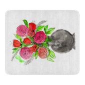 手絵を描水色抽象芸術フローラアート カッティングボード (正面)