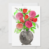 手絵を描水色抽象芸術フローラアート サンキューカード (正面)