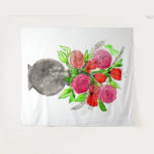 手絵を描水色抽象芸術フローラアート タペストリー (正面(横))