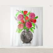 手絵を描水色抽象芸術フローラアート タペストリー (正面)