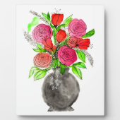 手絵を描水色抽象芸術フローラアート フォトプラーク (正面)