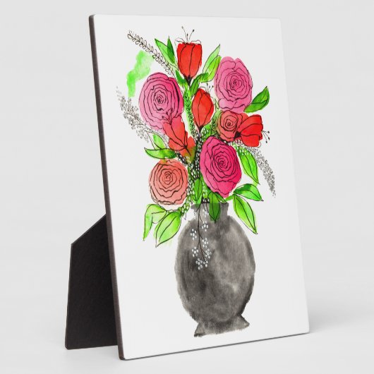 手絵を描水色抽象芸術フローラアート フォトプラーク (側面)