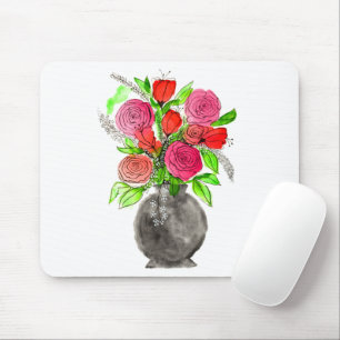 手絵を描水色抽象芸術フローラアート マウスパッド