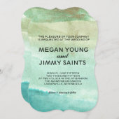 手絵を描水色 招待状 (正面/裏面)