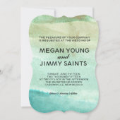 手絵を描水色 招待状 (正面)