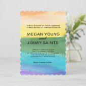 手絵を描水色 招待状 (スタンド正面)