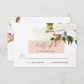 手絵を描油花結婚式RSVPで桃 出欠カード (正面/裏面)