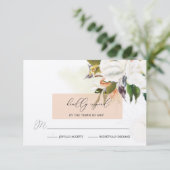 手絵を描油花結婚式RSVPで桃 出欠カード (スタンド正面)