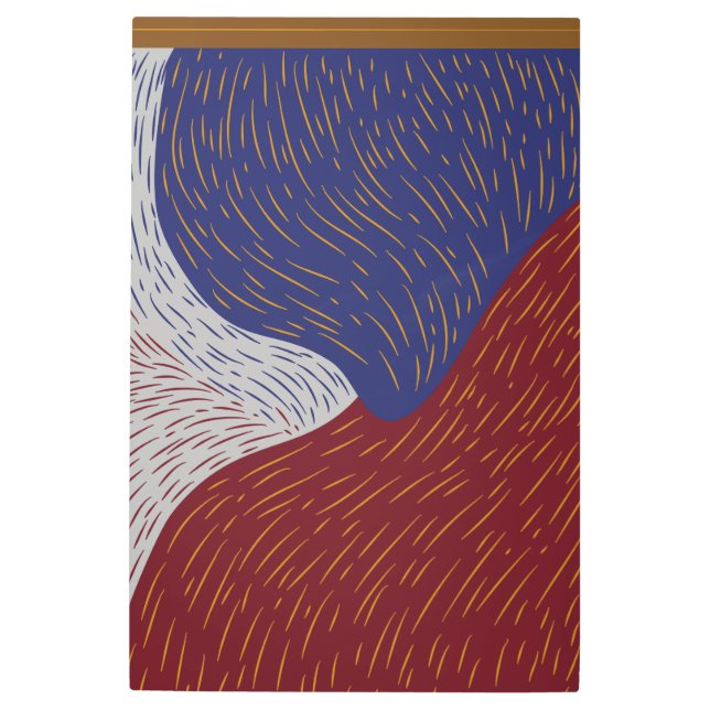 手絵を描海軍ブルーブルゴーニュ茶色抽象芸術 メタルプリント (正面)