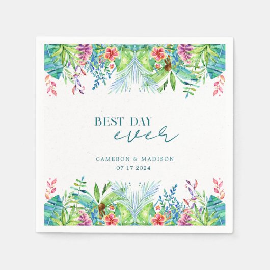 手絵を描熱帯結婚花 スタンダードカクテルナプキン (正面)